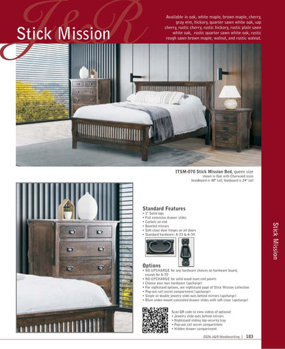 Stick Mission Armoire; 2 drawer, 2 door – 41"W