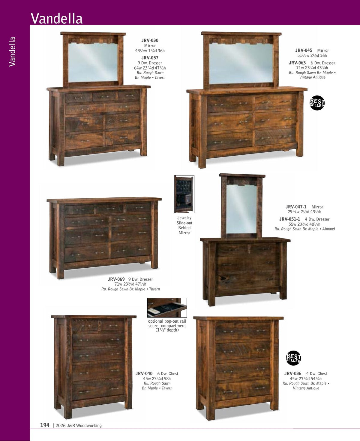 Vandella 2 Drawer Nightstand w/opening – 27"W