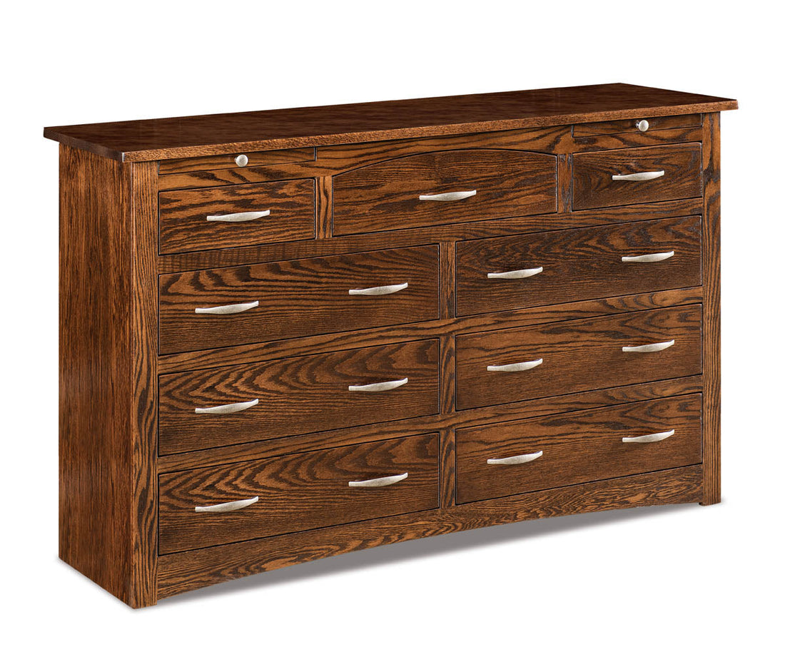 Denver 9 Drawer Dresser w/arch drawer, 2 jewelry drawers – 66"W
