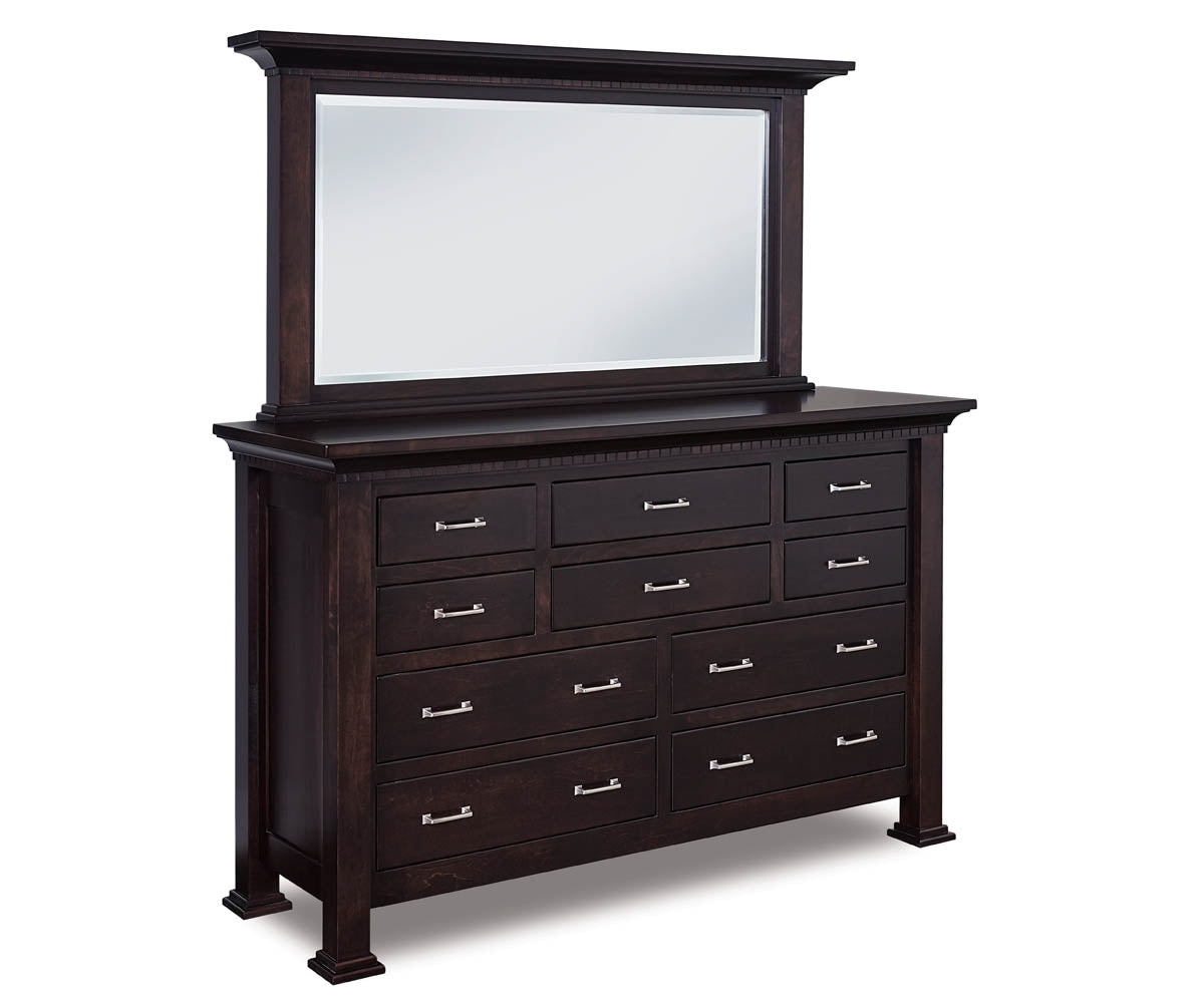 Empire 10 Drawer Dresser with Beveled Mirror – 71"W