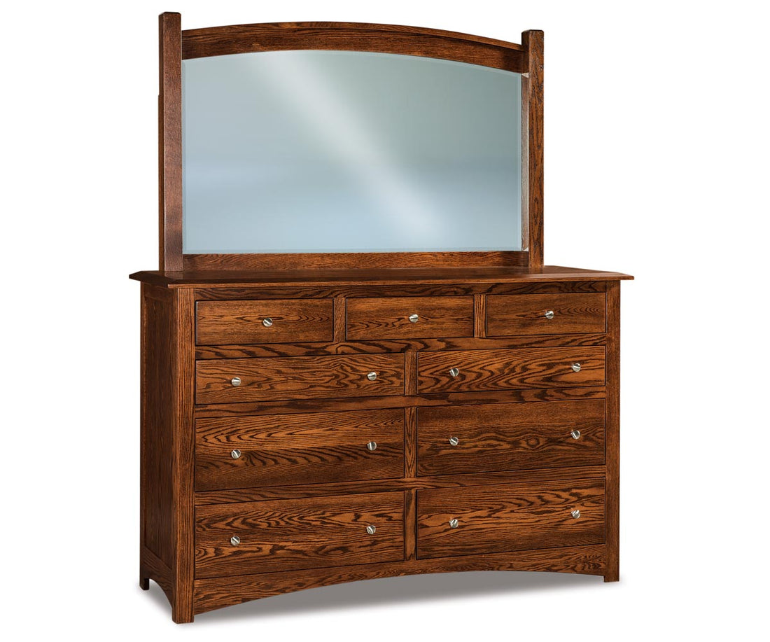 Finland 9 Drawer Dresser with Beveled Mirror – 66"W