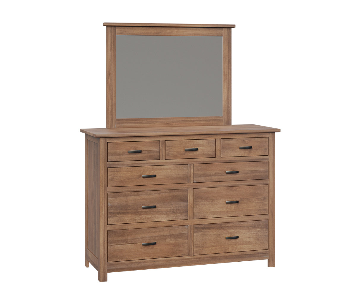 Flush Mission 9 Drawer Dresser with Beveled Mirror – 59"W