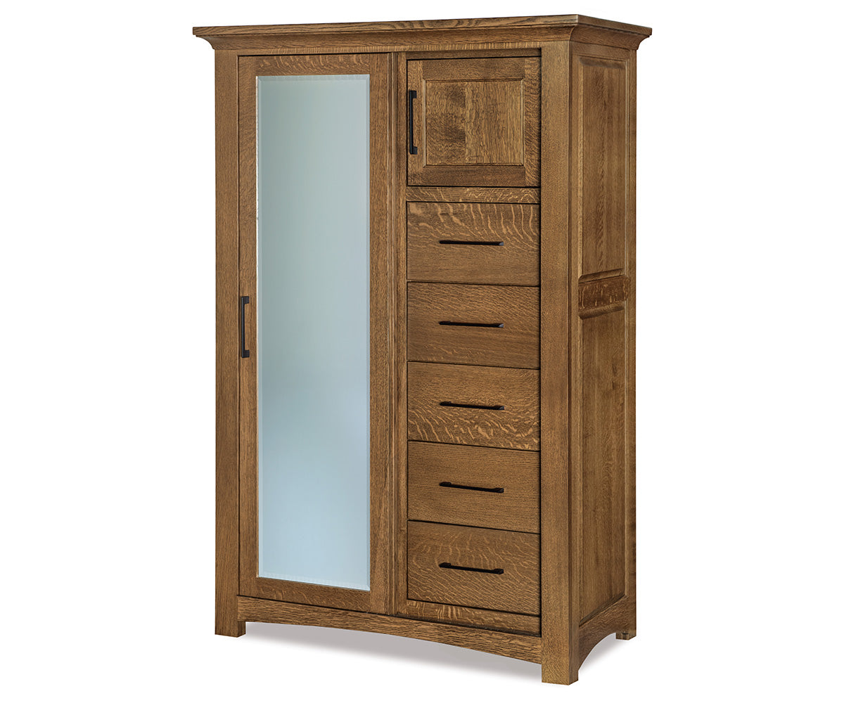 Abby Sliding Door Chifferobe; 5 drawer, 2 door – 46"W