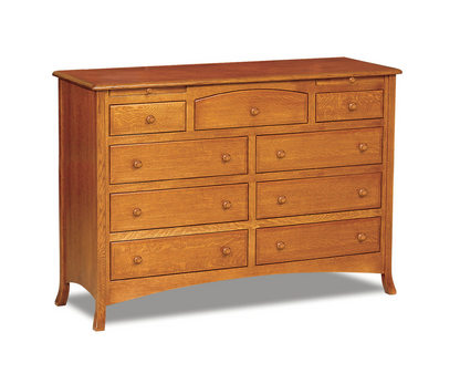Carlisle 9 Drawer Dresser w/arch drawer, 2 jewelry dw – 66"W