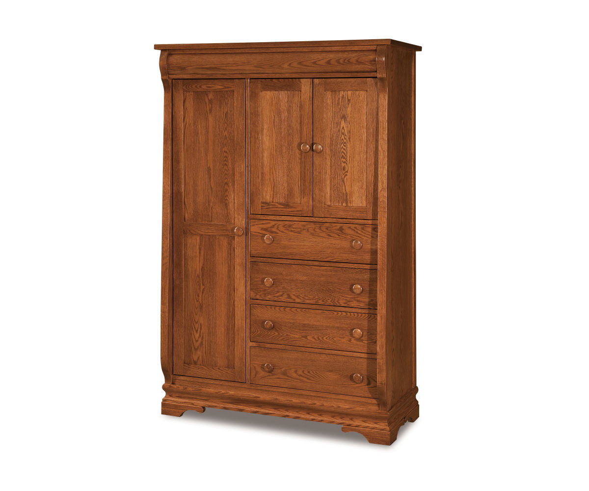 Chippewa Sleigh Chifferobe; 4 drawer, 3 door – 42"W