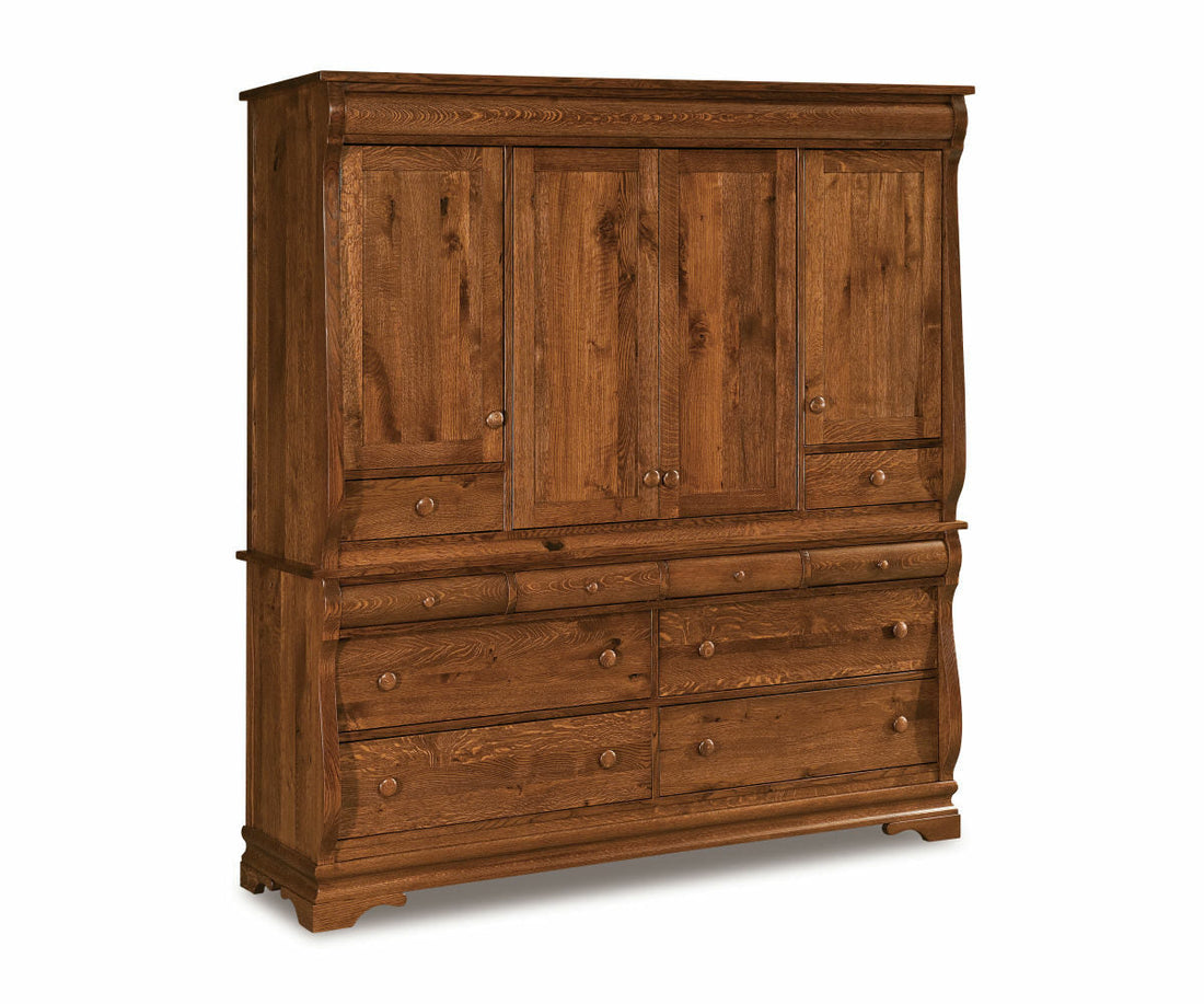 Chippewa Sleigh 2 pc. Mule Chest; 10 drawer, 4 door – 73"W