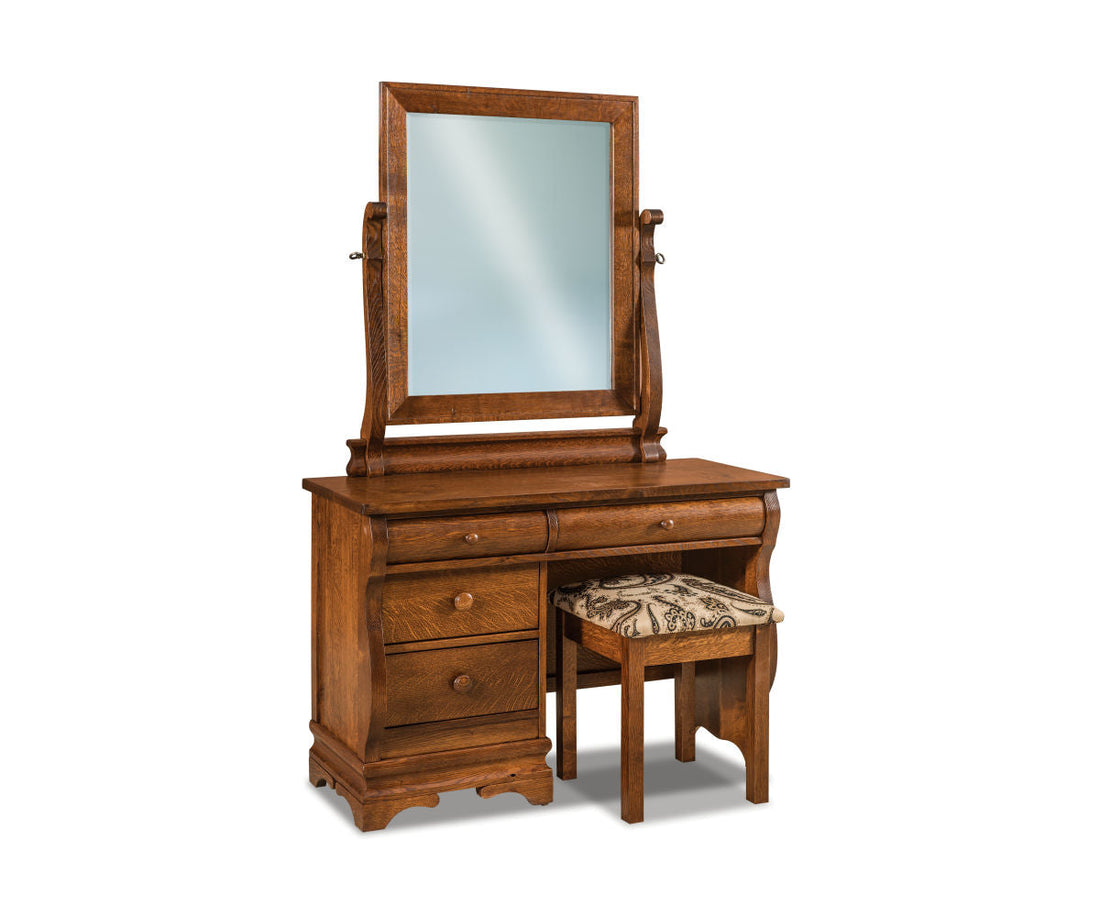 Chippewa Sleigh 4 Drawer Vanity Dresser with Beveled Mirror – 44"W