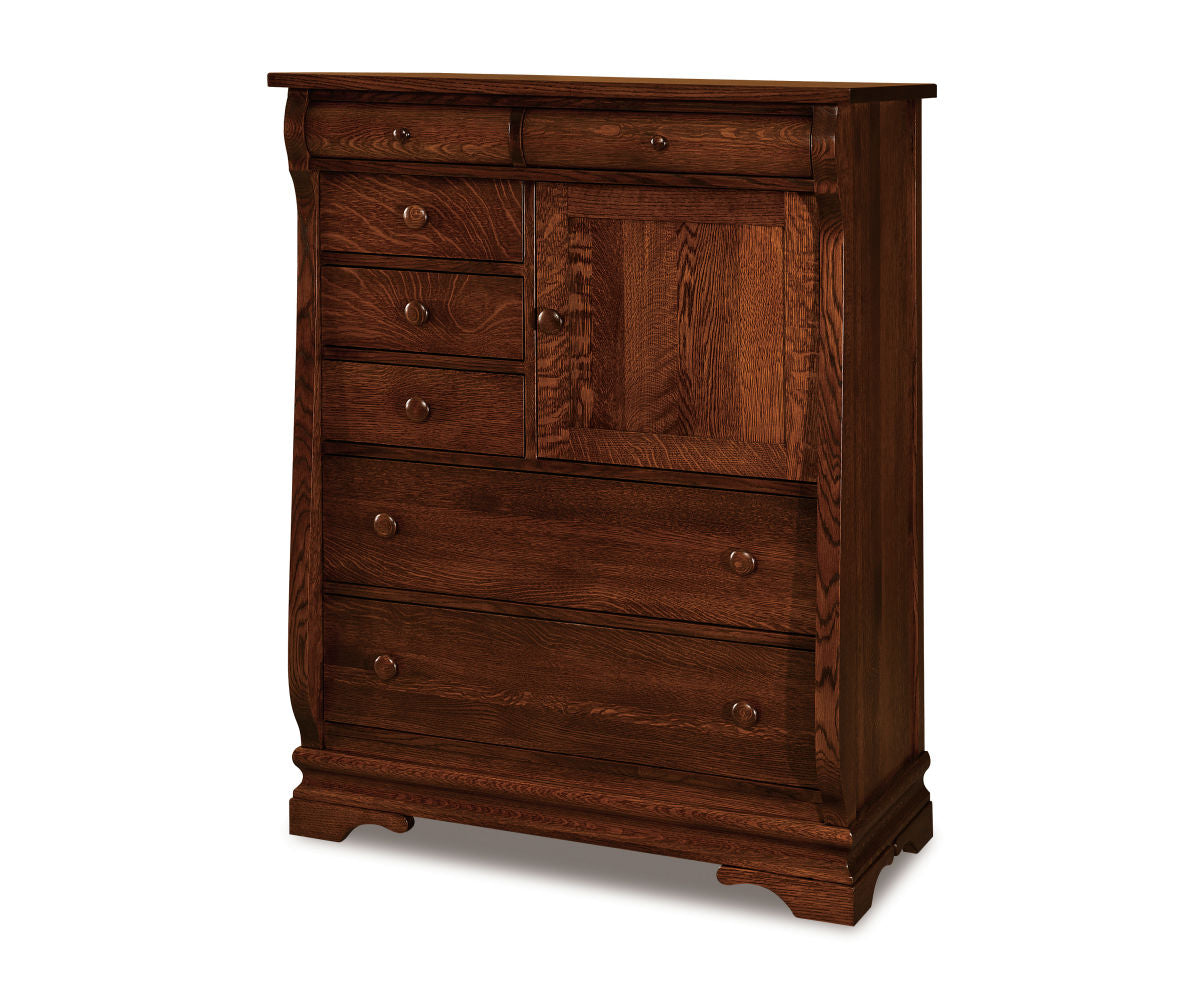 Chippewa Sleigh Gentleman's Chest; 7 drawer, 1 door – 41¼"W