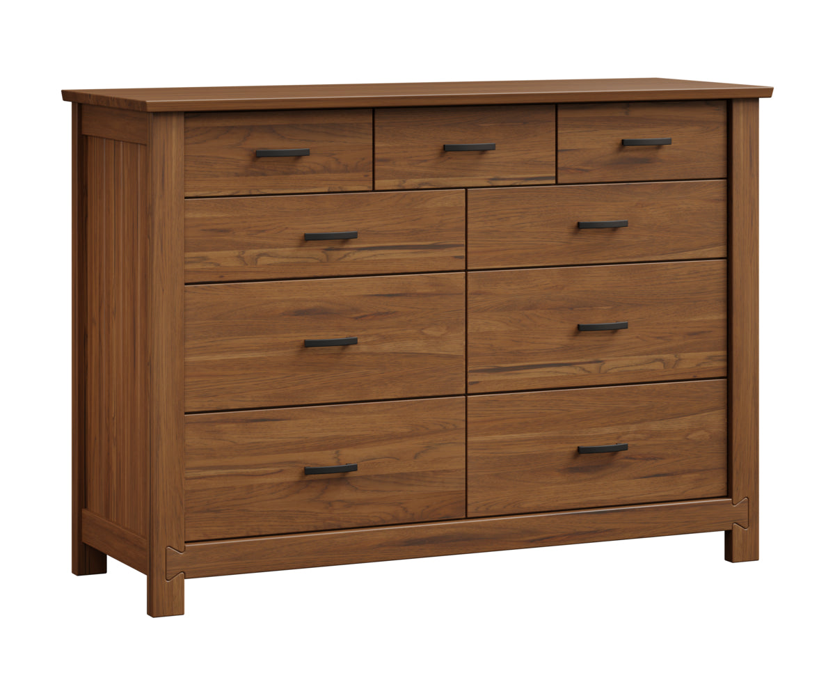 Dovetail 9 Drawer Dresser with Beveled Mirror – 61"W