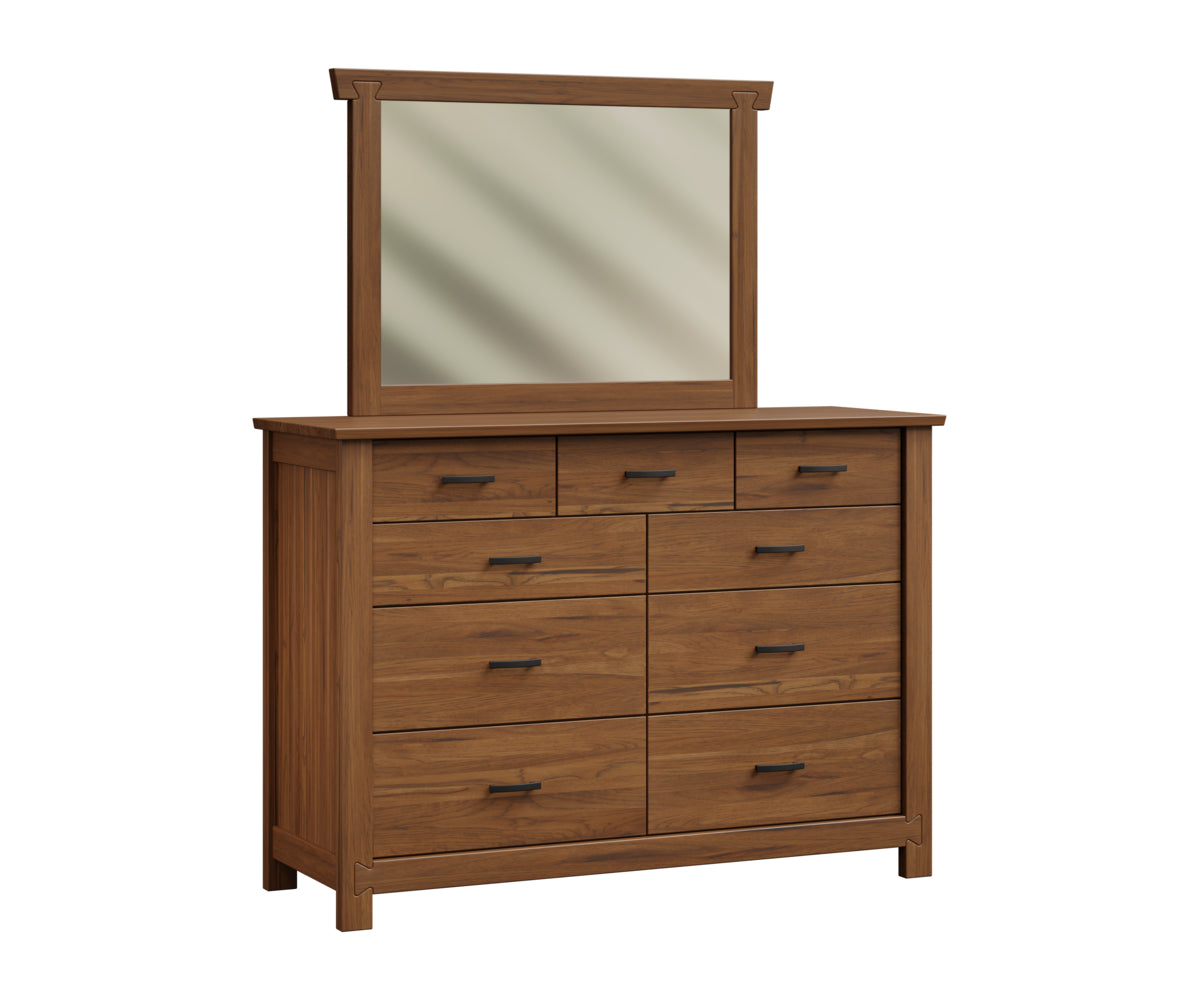 Dovetail 9 Drawer Dresser with Beveled Mirror – 61"W