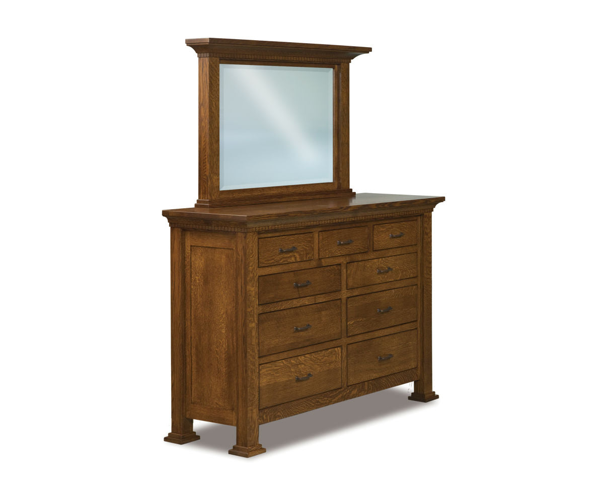 Empire 9 Drawer Dresser with Beveled Mirror – 64"W