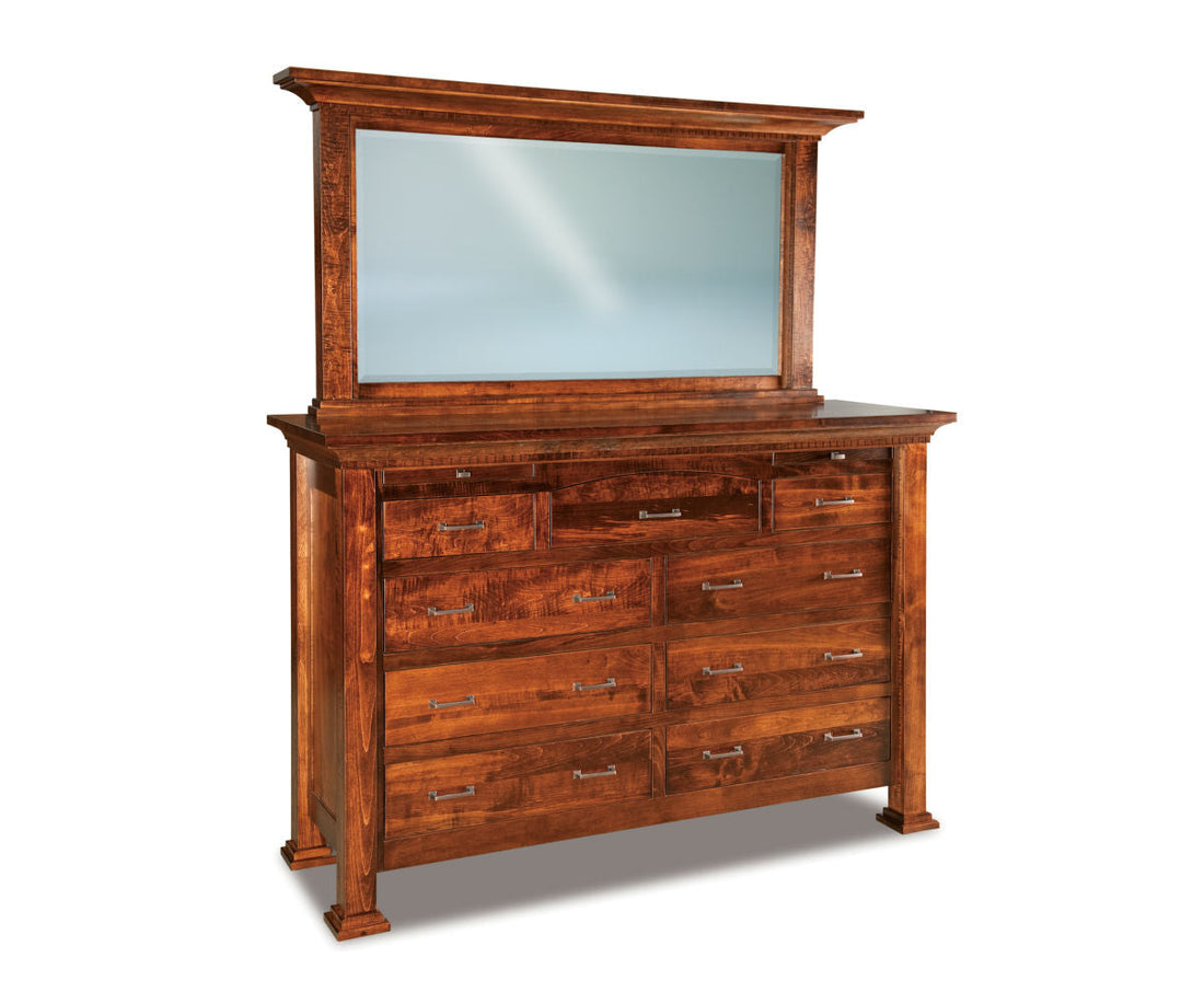 Empire 9 Drawer Dresser w/jewelry drawer with Beveled Mirror – 71"W