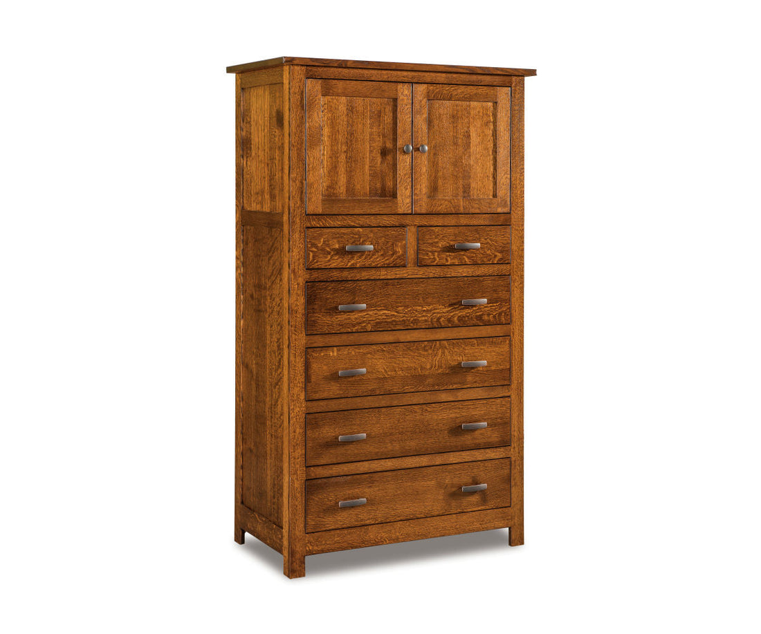 Flush Mission Chest Armoire; 6 drawer, 2 door – 40"W