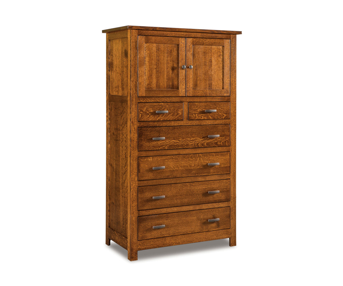 Flush Mission Chest Armoire; 6 drawer, 2 door – 40"W