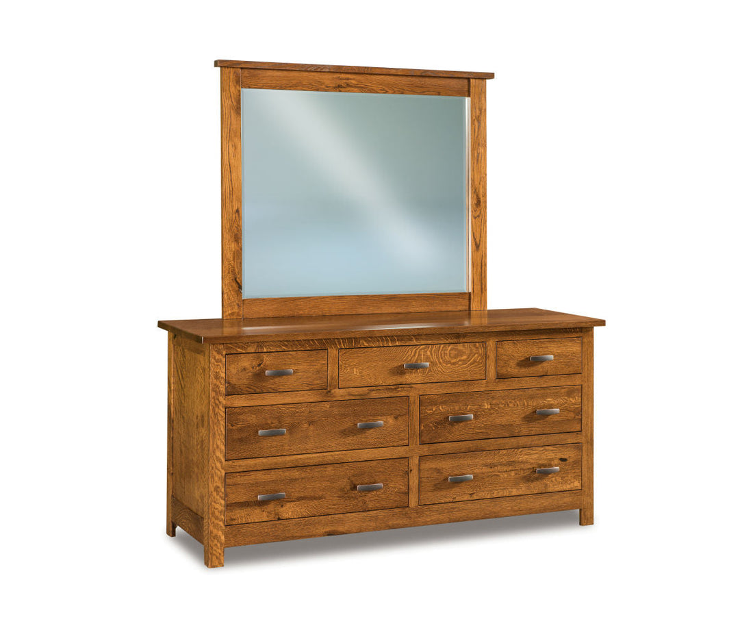 Flush Mission 7 Drawer Dresser with Beveled Mirror – 66"W
