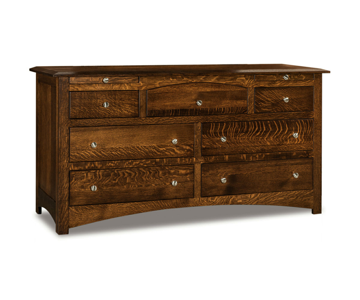 Finland 7 Drawer Dresser w/arch drawer, 2 jewelry dw – 66"W