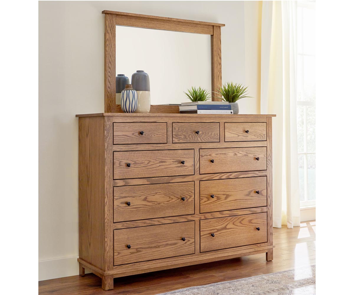 Flint 9 Drawer Dresser with Beveled Mirror – 58"W