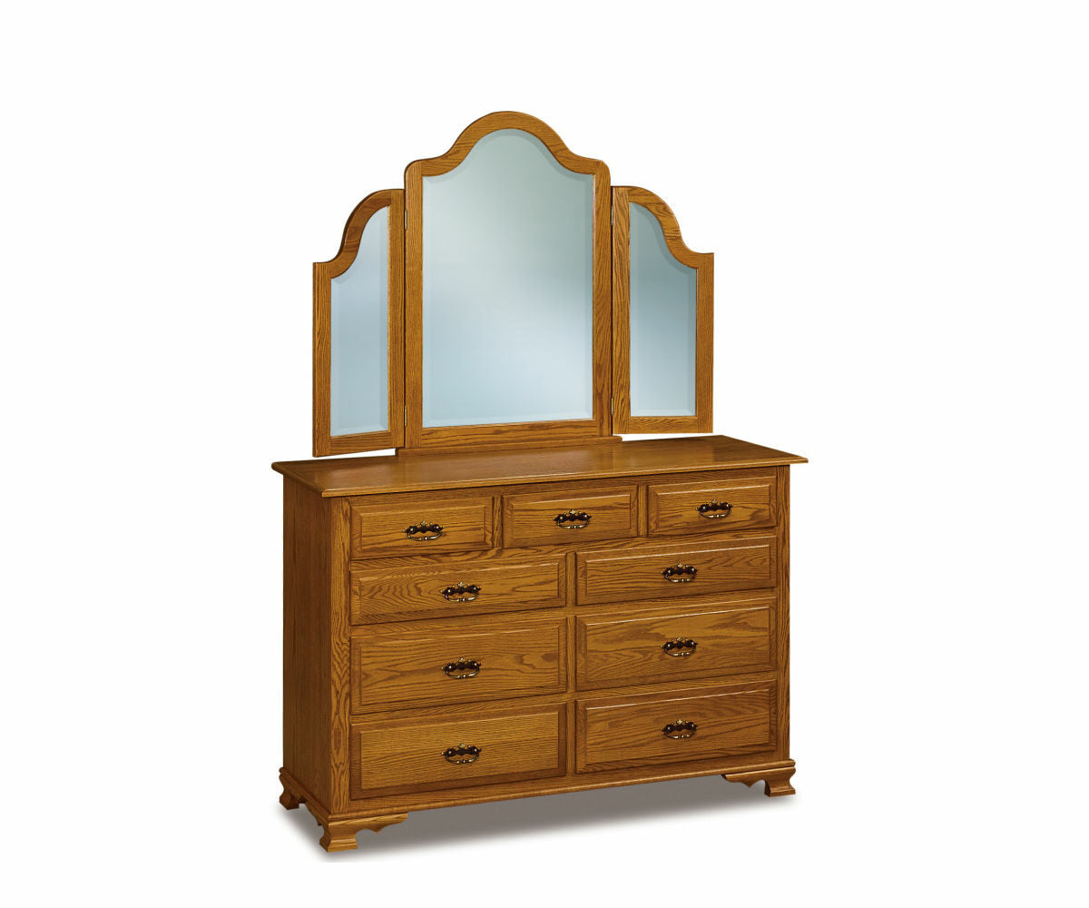 Heritage 9 Drawer Dresser with Beveled Mirror – 66"W