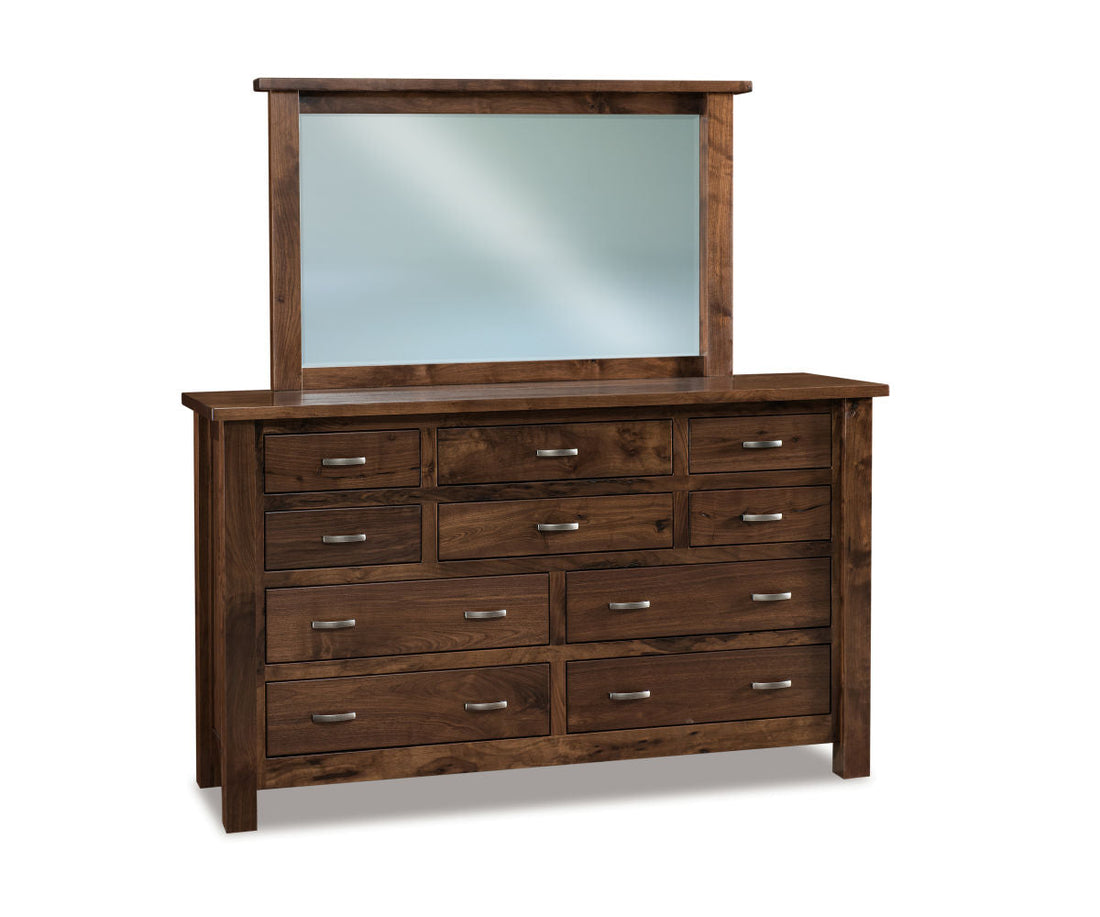 Heidi 10 Drawer Dresser with Beveled Mirror – 69"W