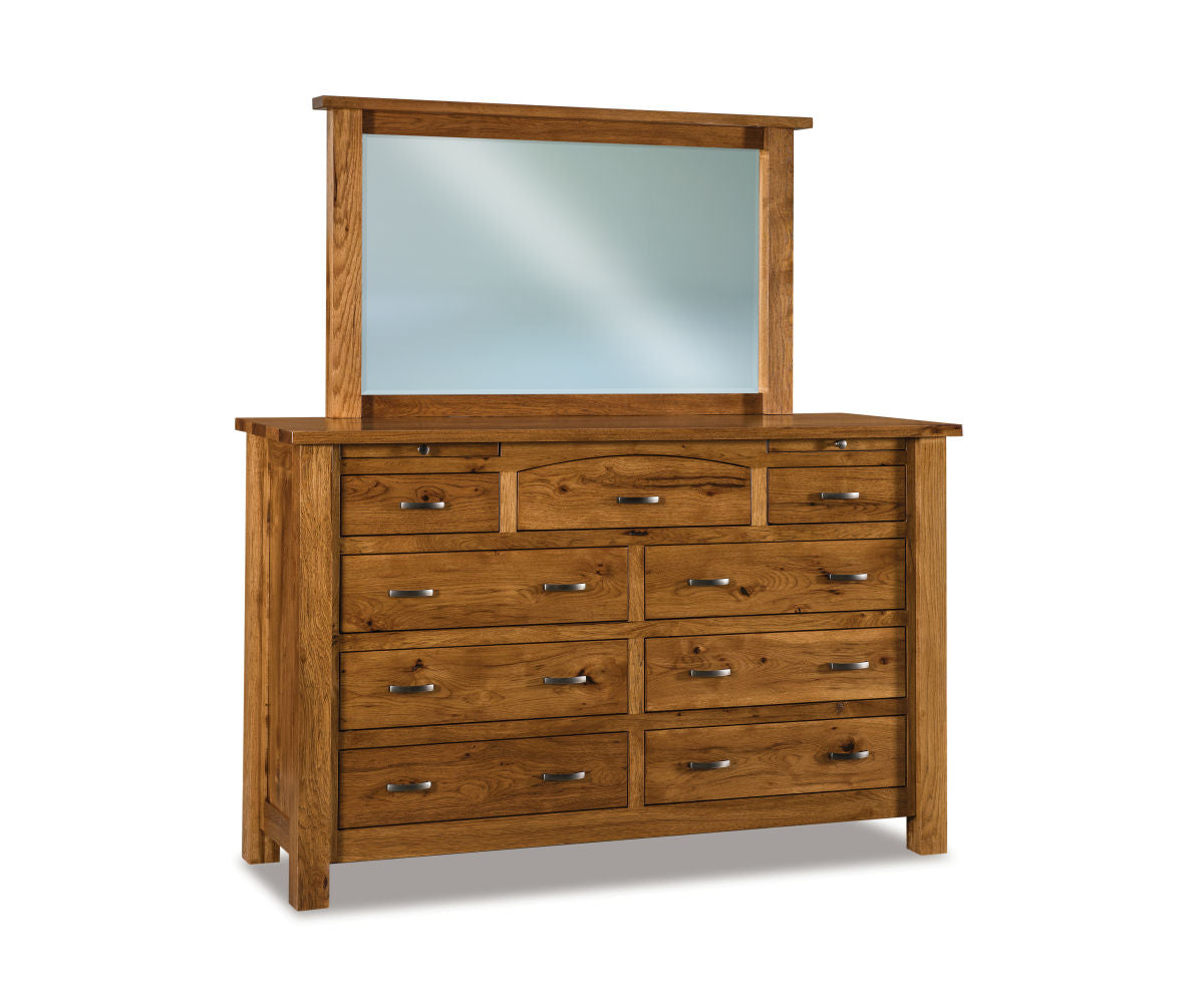 Heidi 10 Drawer Dresser with Beveled Mirror – 69"W