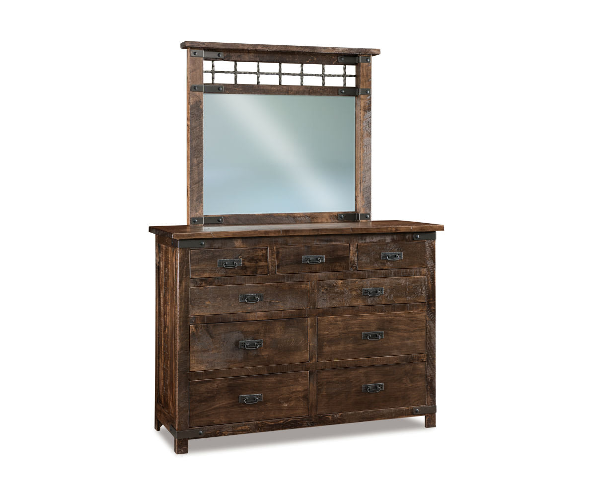 Ironwood 9 Drawer Dresser with Beveled Mirror – 59"W