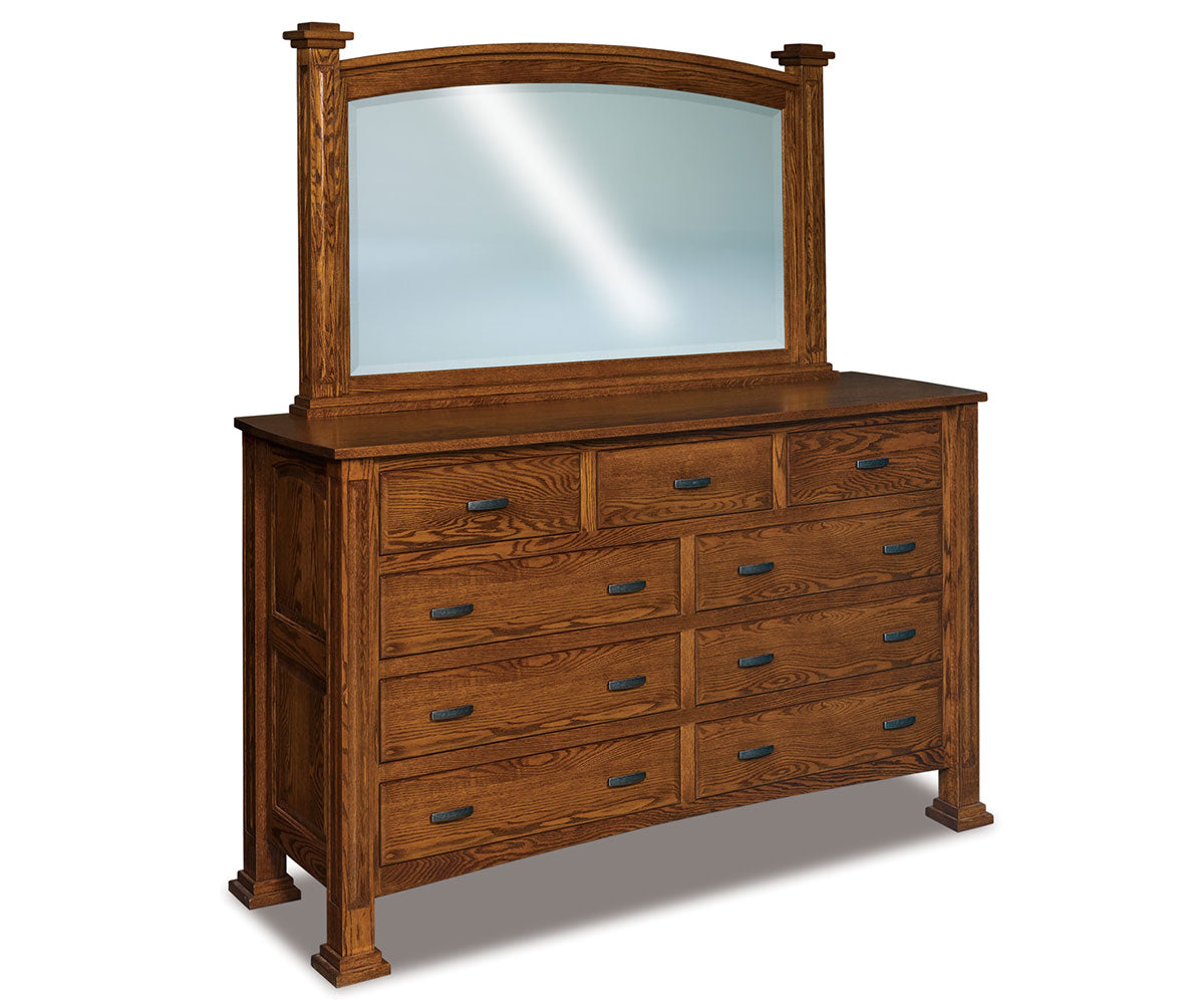 Lexington 9 Drawer Dresser with Beveled Mirror – 76"W
