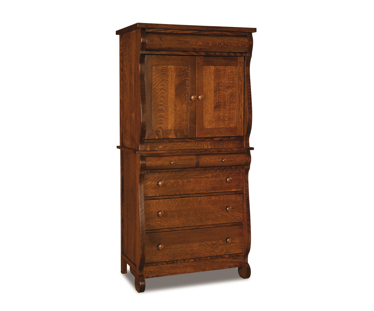 Old Classic Sleigh Armoire 2 pc.; 5 drawers, 2 doors – 37¾"W