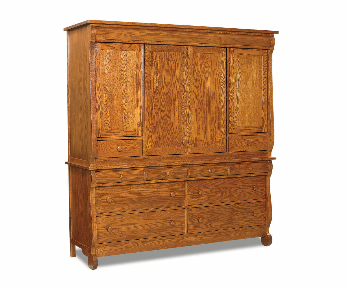 Old Classic Sleigh 2 pc. Mule Chest; 10 drawers, 4 doors – 73"W