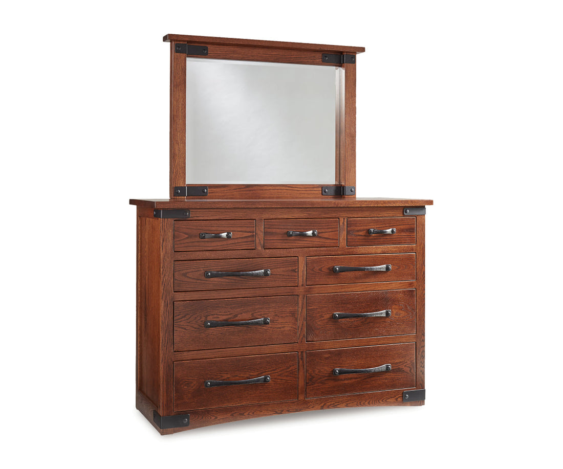 Orewood 9 Drawer Dresser with Beveled Mirror – 59"W