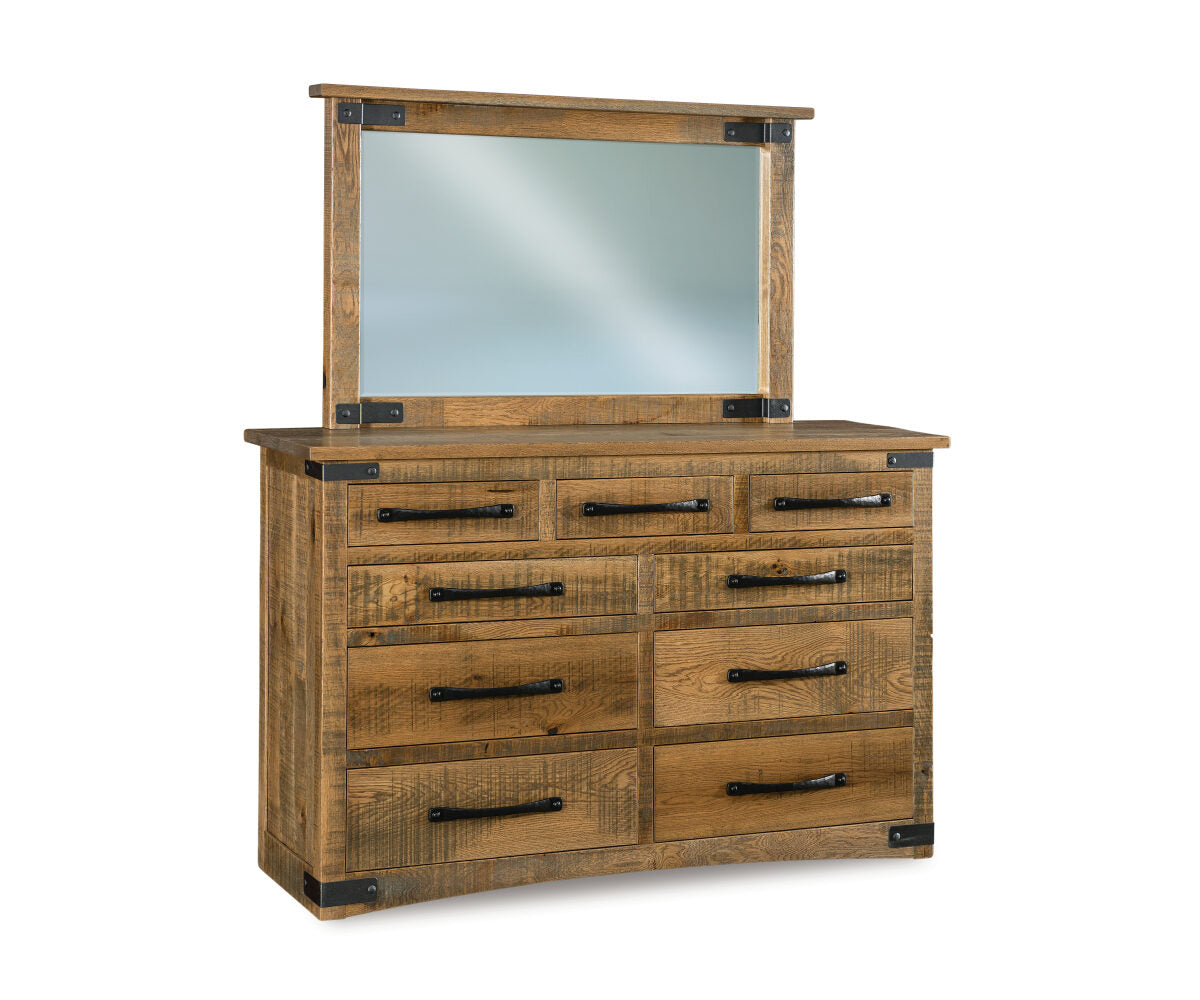 Orewood 9 Drawer Dresser with Beveled Mirror – 66"W