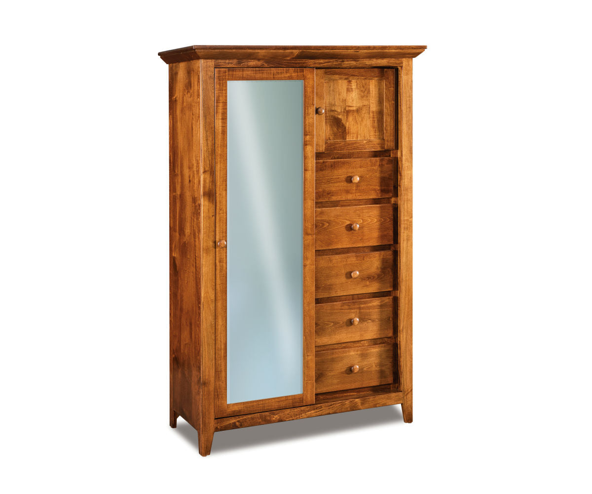 Shaker Sliding Door Chifferobe; 5 drawer, 2 door – 45"W