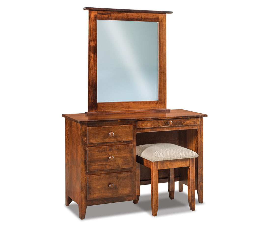Shaker 4 Drawer Vanity Dresser with Beveled Mirror – 44"W