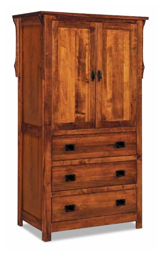 Stick Mission Armoire; 3 drawer, 2 door – 41"W