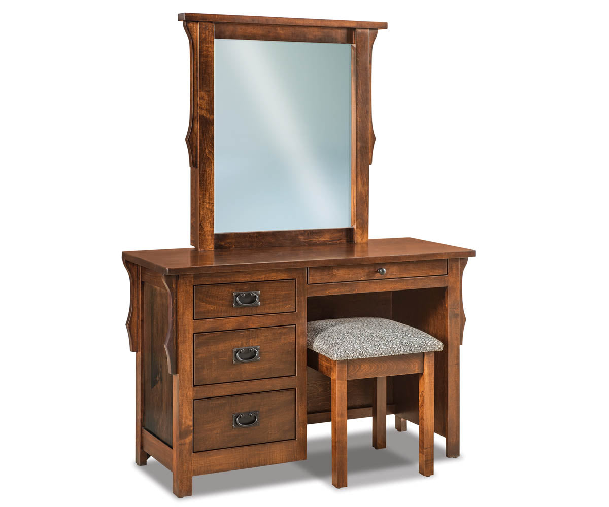 Stick Mission 4 Drawer Vanity Dresser with Beveled Mirror – 46"W