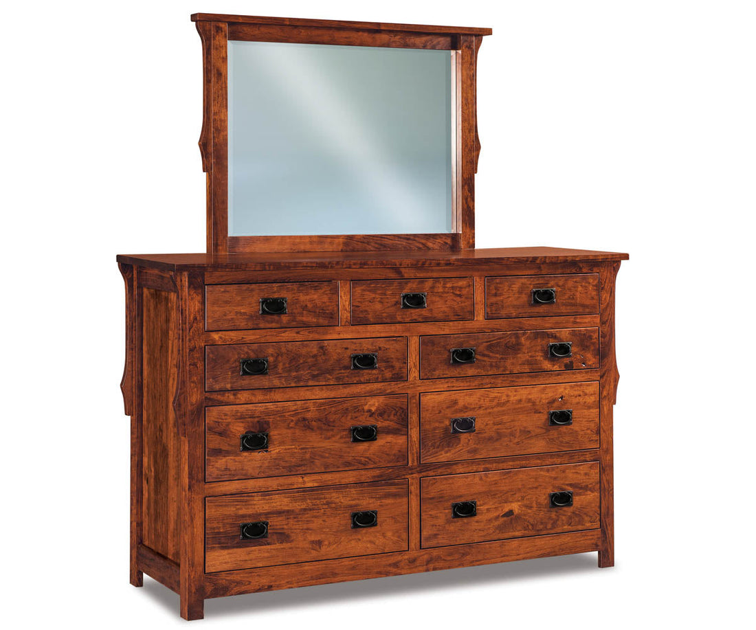 Stick Mission 9 Drawer Dresser with Beveled Mirror – 67"W