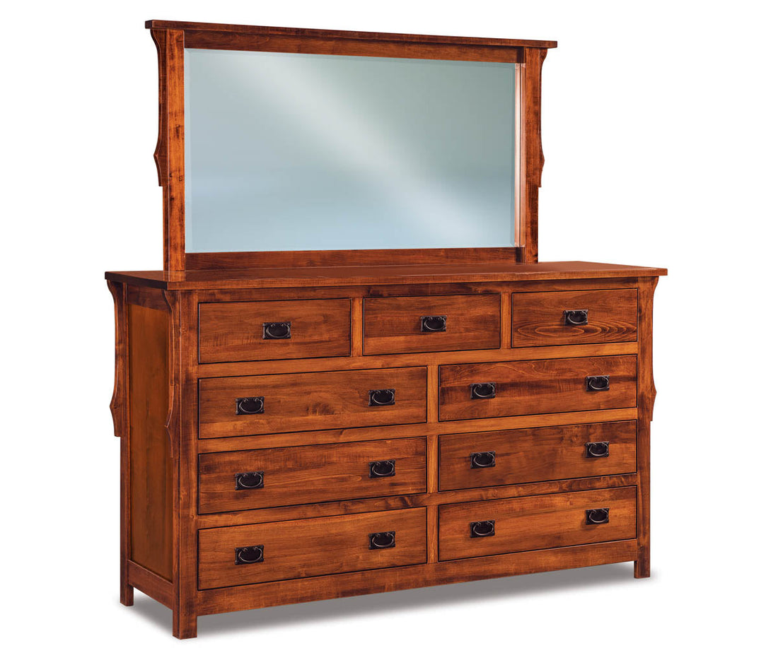 Stick Mission 9 Drawer Dresser with Beveled Mirror – 73"W