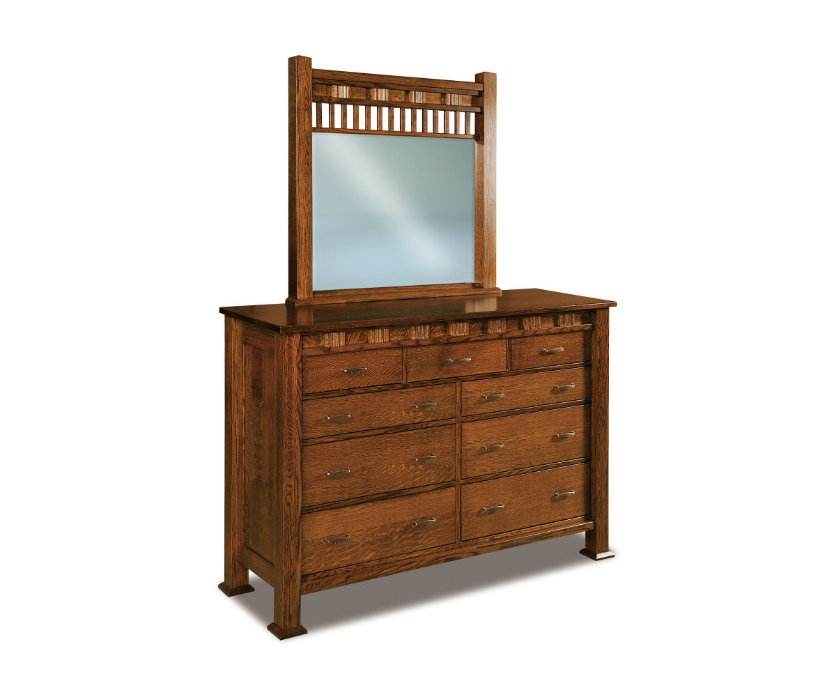 Sequoyah 9 Drawer Dresser with Beveled Mirror – 60½"W