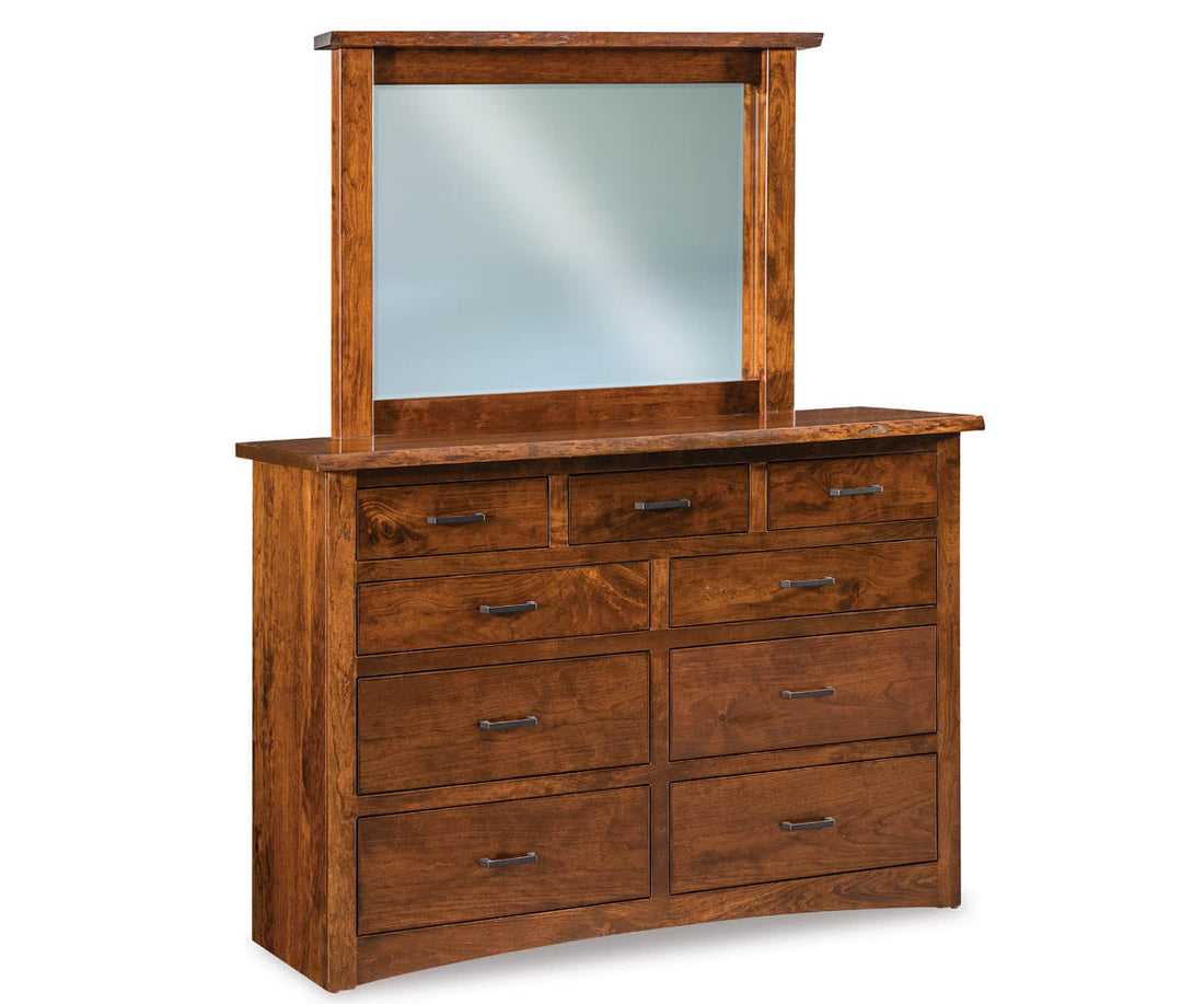 Live Wood 9 Drawer Dresser with Beveled Mirror – 59"W
