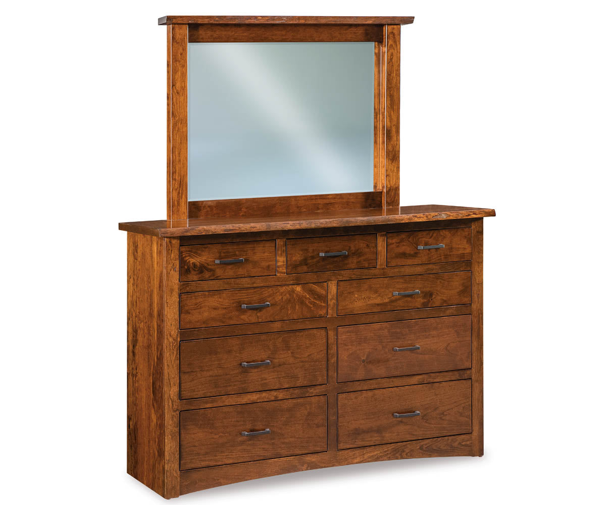 Live Wood 9 Drawer Dresser with Beveled Mirror – 59"W