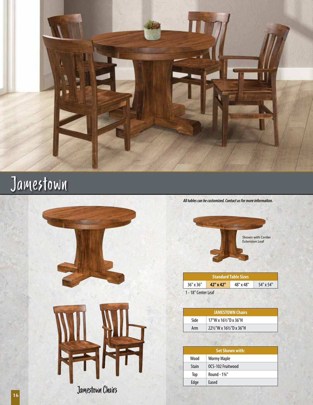 Jamestown Saw-Marked Single Pedestal Table catalog page