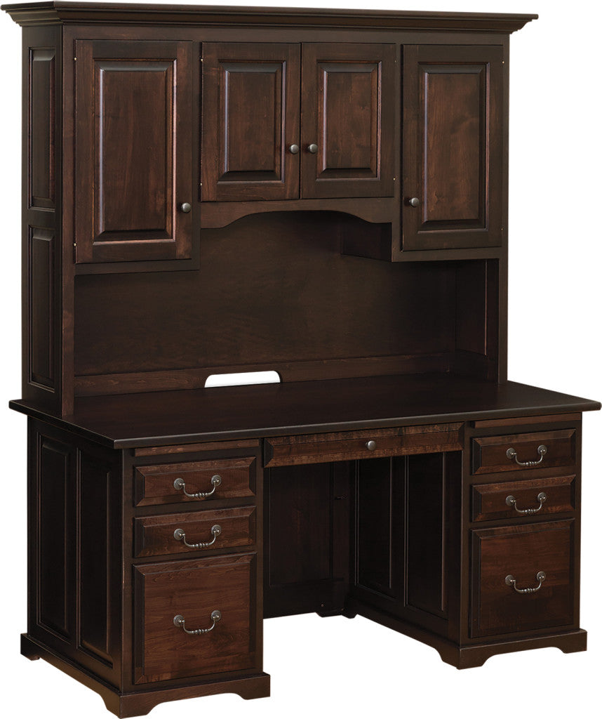 Raised Panel 60″ Executive Desk with Hutch Top (29" Deep)