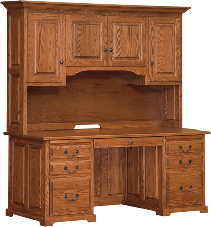 Raised Panel 70″ Executive Desk with Hutch Top (34″ Deep)