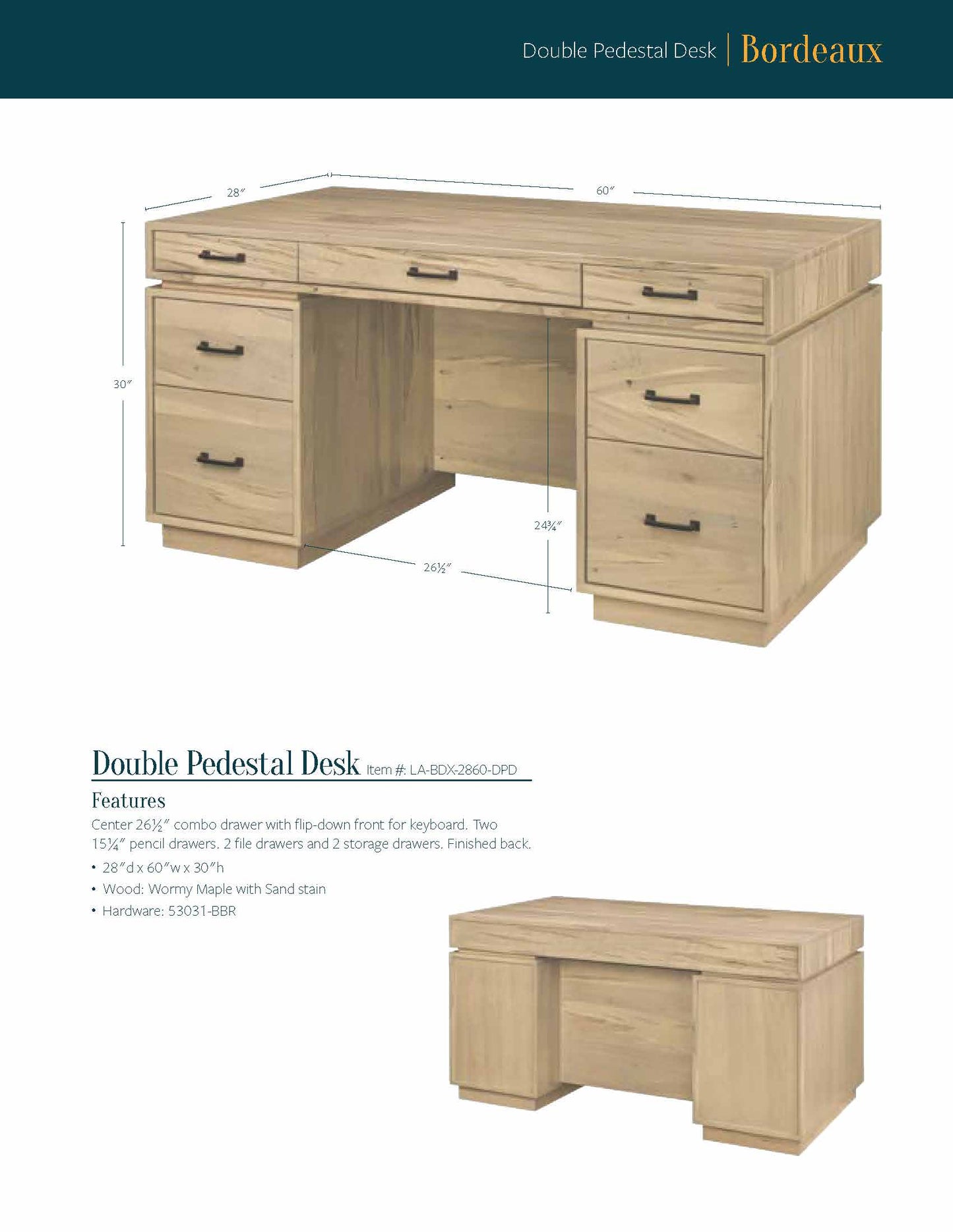 Bordeaux Leg Desk
