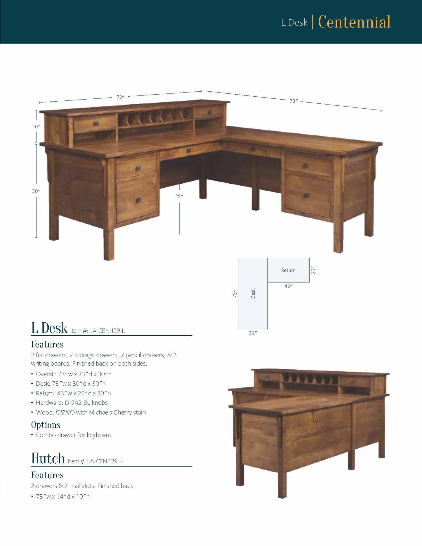 Centennial L Desk With Hutch