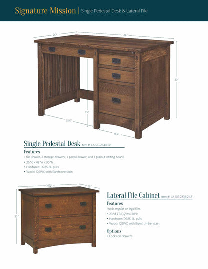 Signature Mission Single Pedestal Desk