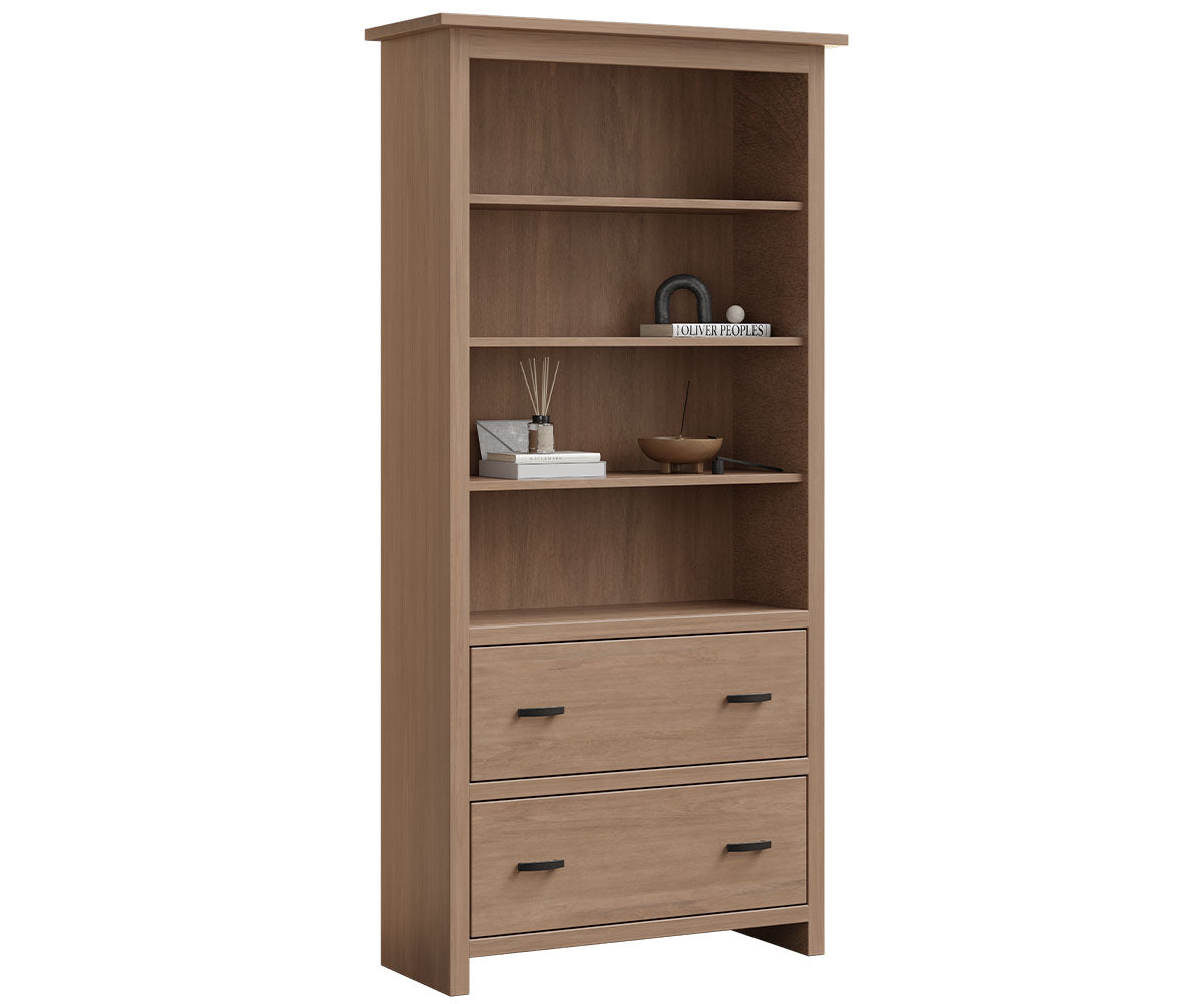 Lamont 36" Bookcase With Glass Doors and Drawer(s)