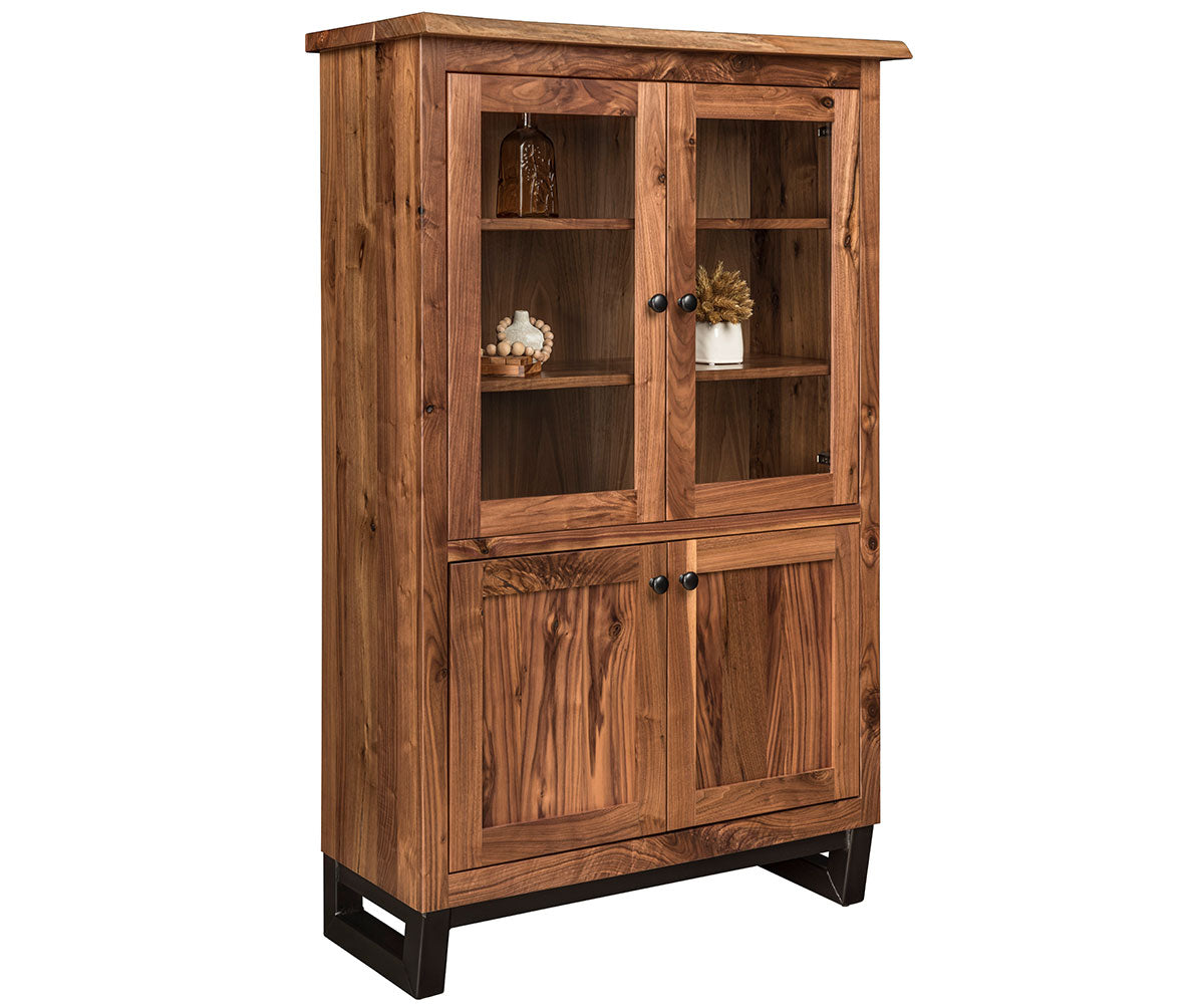 Adona 36" Bookcase With Top and Bottom Doors