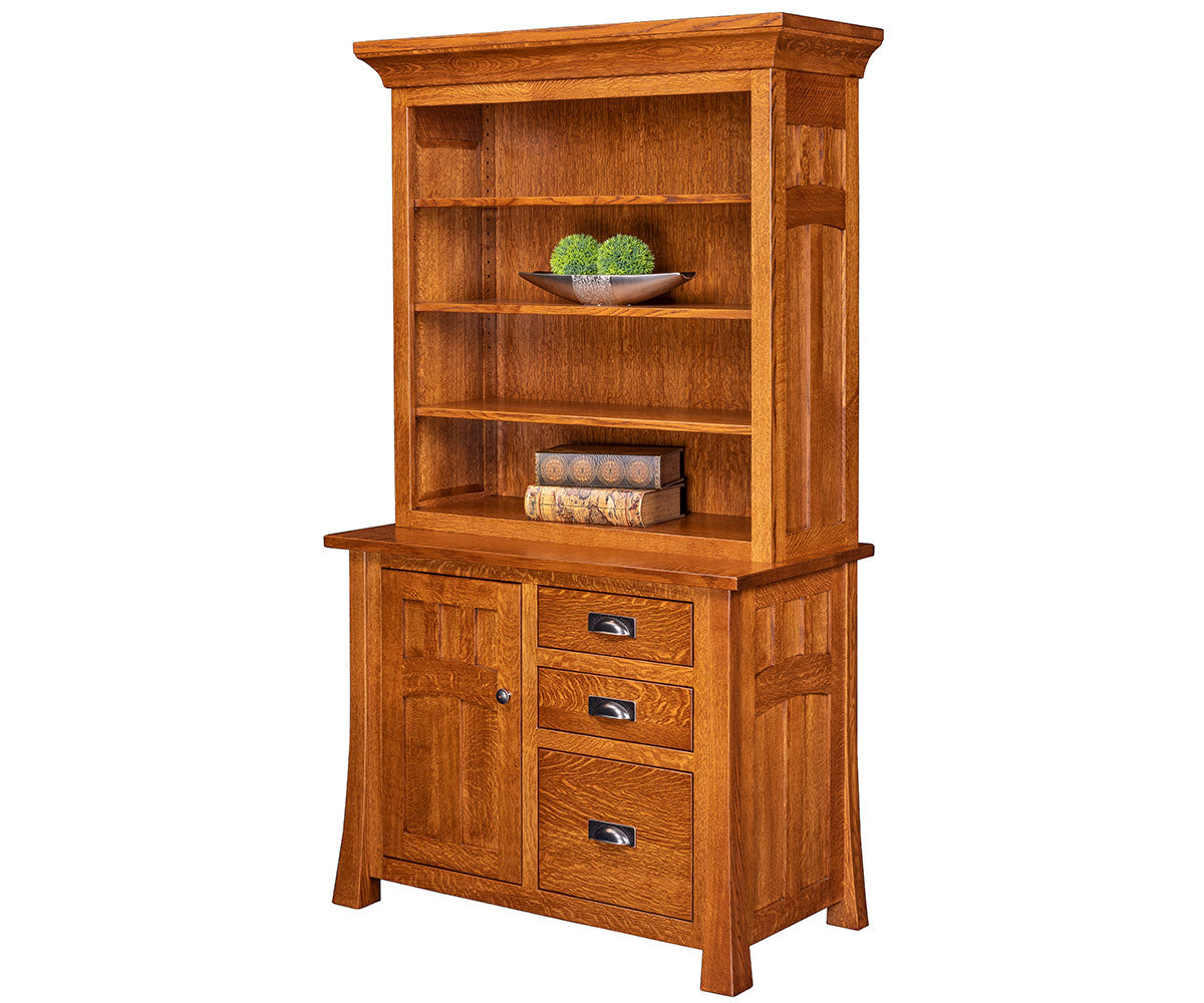 Bridgefort 3 Drawer 1 Door  Mission Credenza & Bookcase Topper