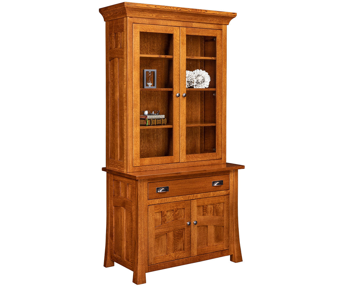 Bridgefort 1 Drawer 2 Door  Mission Credenza & Bookcase Topper