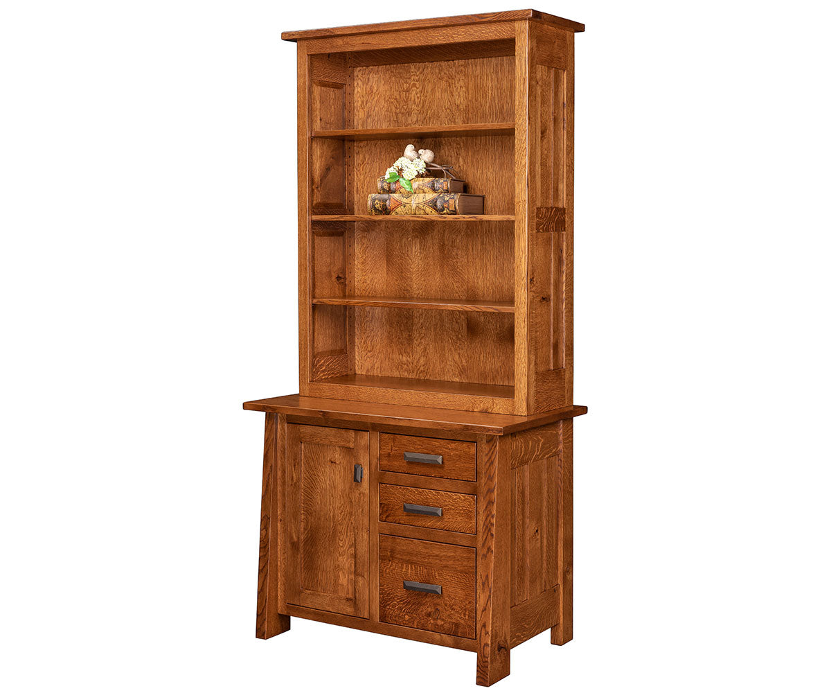 Aspen 3 Drawer 1 Door Credenza & Bookcase Topper